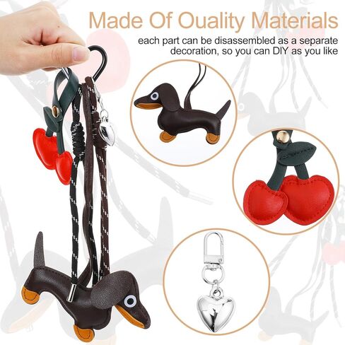 Dachshund Keychain Leather Bag Charms Dachshund Dog Shaped Keychain Keyring Cute Puppy Dog Charm Gifts Handmade Key Holder Charm for Handbag Purses Bags Cars Hanging Ornament in Kuwait