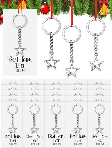 Nosiny 25 Set Best Team Ever Team Appreciation Gifts Bulk Star Keychains with Cards Employee Appreciation Gifts Inspirational Star Keychain Thank You Party Favors for Coworker Staff Employee in Saudi Arabia