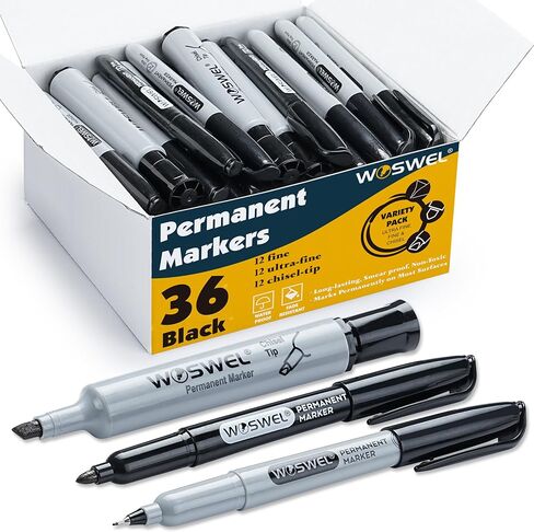 100 Pack Permanent Markers Bulk, Chisel Tip, Black, Jumbo Thick Large Permanent Markers, Wide Tip Markers, Works on Plastic,Wood,Stone,Metal and More, Perfect for Signs and Posters in Kuwait