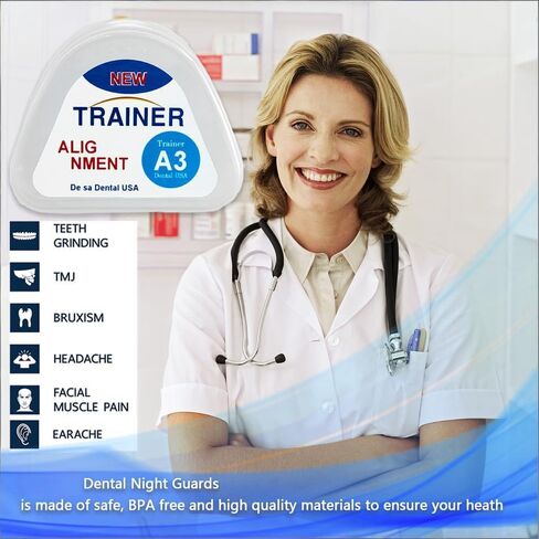 واقيات الفم لتقويم الأسنان، واقي أسنان مطور قابل للتشكيل لتقويم الأسنان وطحن الأسنان ليلاً، دعامة أسنان للاستخدام المنزلي - عبوة من 3 قطع in Kuwait