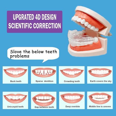 واقيات الفم لتقويم الأسنان، واقي أسنان مطور قابل للتشكيل لتقويم الأسنان وطحن الأسنان ليلاً، دعامة أسنان للاستخدام المنزلي - عبوة من 3 قطع in Kuwait