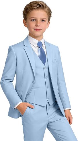 Boys Formal Suit Set Kids 5 Pieces Slim Fit Suits for Wedding Easter Piano Prom Teen Toddler Boy Dress Suit Outfit in Saudi Arabia