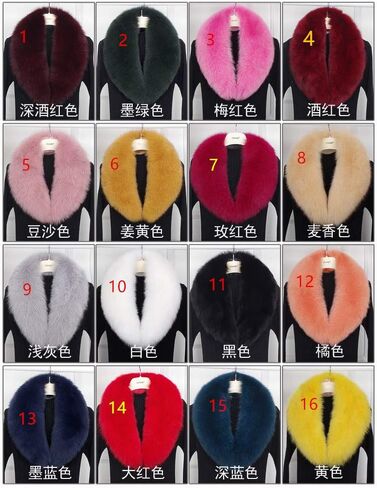 LVCOMEFF Women Real Fox Fur Collar Neckwear Scarf with Clamp Pink White Yellow Red Orange Navy in Saudi Arabia