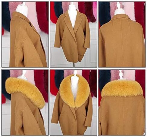 LVCOMEFF Women Real Fox Fur Collar Neckwear Scarf with Clamp Pink White Yellow Red Orange Navy in Saudi Arabia