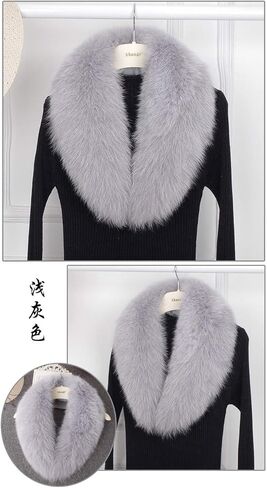 LVCOMEFF Women Real Fox Fur Collar Neckwear Scarf with Clamp Pink White Yellow Red Orange Navy in Saudi Arabia