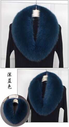 LVCOMEFF Women Real Fox Fur Collar Neckwear Scarf with Clamp Pink White Yellow Red Orange Navy in Saudi Arabia