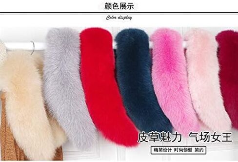 LVCOMEFF Women Real Fox Fur Collar Neckwear Scarf with Clamp Pink White Yellow Red Orange Navy in Saudi Arabia