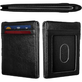 Premium Genuine Leather Wallet for Men - Slim RFID Blocking Bifold Mens Wallets with 11 Card Holder, ID Window & Front Pocket Design valentines day gifts for her（black） in Saudi Arabia