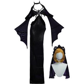MEOWCOS Maxi Bodycon Dress Long Slit Gothic Spider Pattern Halloween Costume in Saudi Arabia