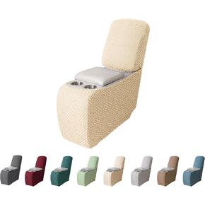 100% Waterproof Sectional Recliner Couch Covers for Reclining Couch L Shaped Corner Sectional Sofa Cover Jacquard Stretch L Shape Recliner Slipcovers (5 Seater 1 Console Cover, Light Beige) in Kuwait