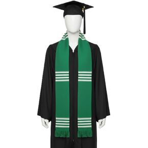 African Kente Graduation Choir Stole - Green with White in Kuwait
