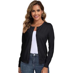 Cardigan Sweaters for Women Lightweigh Crew Neck Button Down Long Sleeve Sweaters Cardigans in Saudi Arabia