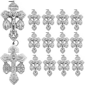 12 Pcs Crucifix for Rosary Making Bulk Pack,St Benedict Medal,Rosaries Catholic and Pardon Crucifix Rosary Parts in Saudi Arabia
