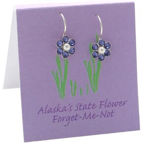 أقراط Alaska Forget Me Not المصنوعة من الكريستال واللؤلؤ الفرنسي - من الفضة الإسترليني Semaki & Bird in Kuwait