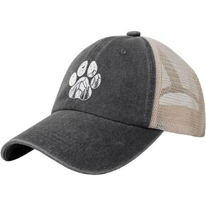 Dog Paw Mountain Trucker Hat Black - Adjustable Vintage Washed Baseball Cap - Breathable Mesh Side - for Men Women in Saudi Arabia