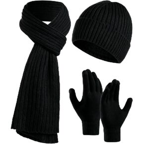 Winter Scarf Hat and Gloves for Women, Warm Knit Winter Gloves Long Soft Scarf Set, Winter Gift for Women Men in Kuwait