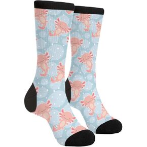 Kawaii Axolotl Funny Novelty Crew Socks Unisex Casual Crazy Dress Socks in Saudi Arabia
