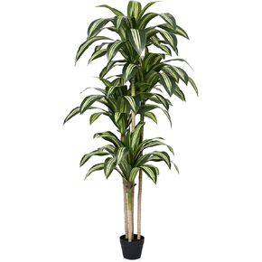 شجرة Dracaena الاصطناعية بطول 4 أقدام - نبات داخلي صناعي مع تصميم بوعاء مقاوم للأشعة فوق البنفسجية - نباتات صناعية كبيرة واقعية لديكور المنزل وغرفة المعيشة والمكتب في الأماكن المغلقة in Kuwait