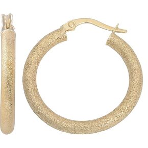 Kooljewelry 10k Yellow Gold 3x20 mm Glass Blast Finish Hoop Earrings in Saudi Arabia