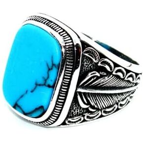 Silver 925k Ring, Handmade Ring, Natural Turquoise Stone,Jewelry Gift For Mens and Womens in Kuwait