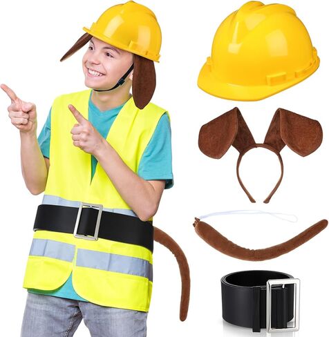 4 Pcs Adult Paw Costume Dog Ear Headband Construction Hard Hat Costume Belt Men Adult Paw Cosplay in Saudi Arabia