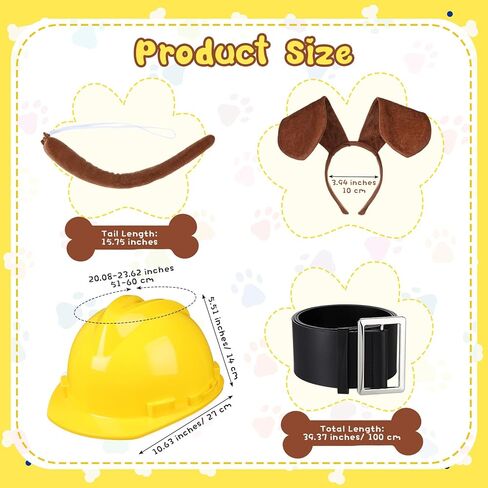 4 Pcs Adult Paw Costume Dog Ear Headband Construction Hard Hat Costume Belt Men Adult Paw Cosplay in Saudi Arabia