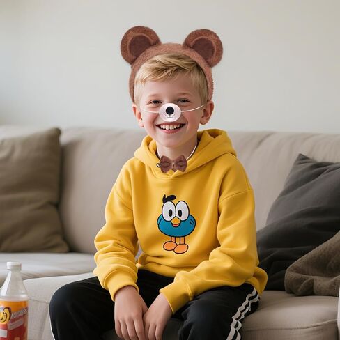 مجموعة إكسسوارات زي الدب المكونة من 4 قطع من إكسسوارات زي الدب وعصابة رأس وذيل الأنف وربطة عنق على شكل حيوان لعيد الهالوين وعيد الميلاد 101 يوم وحفلة تنكرية باللون البني in Kuwait