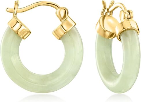 Pure Collection by Ross-Simons Jade Hoop Earrings in 18kt Gold Over Sterling in Saudi Arabia