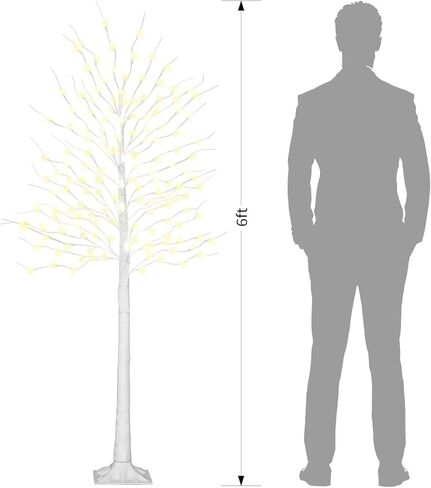 Birch Tree Lights 6+6FT, Set of 2 Prelit Christmas Trees 8 Lighting Effects and Timer, Artificial Trees Warm White Fairy Lights, Twinkling Twig Trees for Xmas Party Wedding Indoor Outdoor in Saudi Arabia