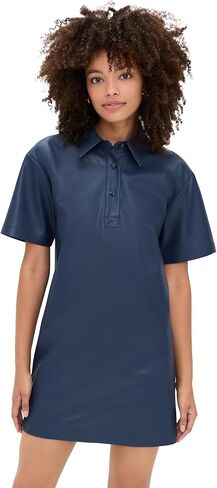 LE BOP Women's Solene Faux Leather Polo Dress in Saudi Arabia