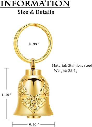 Always in My Heart Cremation Keychain for Ashes Bell Urn Keychain with Angel's Wings Urn Locket Cremation Jewelry in Saudi Arabia