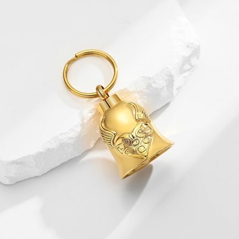 Always in My Heart Cremation Keychain for Ashes Bell Urn Keychain with Angel's Wings Urn Locket Cremation Jewelry in Saudi Arabia