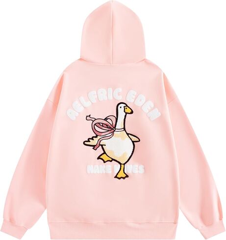 Aelfric Eden Towel Embroidery Bow Duck Pullover Hoodie Loose Cute Graphic Hoodies Y2k Hooded Sweatshirt Unisex in Saudi Arabia
