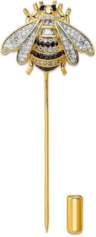 24.7mm 925 Sterling Silver Rhodium Plated Gold Tone Black and Clear Cubic Zirconia Bumblebee Pin Brooches and-Pin for Women in Saudi Arabia