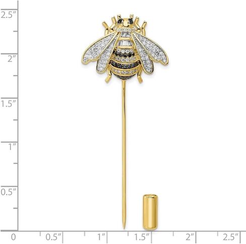 24.7mm 925 Sterling Silver Rhodium Plated Gold Tone Black and Clear Cubic Zirconia Bumblebee Pin Brooches and-Pin for Women in Saudi Arabia