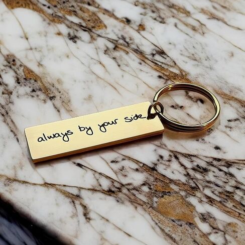 Personalized Handwriting Metal Keychain, Custom Engraved, Hypoallergenic, Tarnish-Resistant, Available in Rose Gold, Gold, and Silver in Saudi Arabia