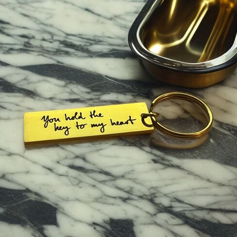 Personalized Handwriting Metal Keychain, Custom Engraved, Hypoallergenic, Tarnish-Resistant, Available in Rose Gold, Gold, and Silver in Saudi Arabia