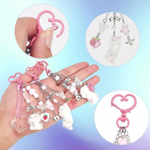ahandmaker 3pcs لطيف القط المفاتيح kawaii القط حقيبة سحر حساسة كيتي سلاسل المفاتيح ديكور القلب القوس قلادة محفظة سحر للنساء مفاتيح حقيبة الظهر محفظة محافظ مستحضرات التجميل أكياس الديكور الهدايا in Saudi Arabia