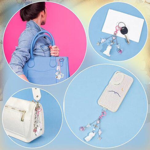 ahandmaker 3pcs لطيف القط المفاتيح kawaii القط حقيبة سحر حساسة كيتي سلاسل المفاتيح ديكور القلب القوس قلادة محفظة سحر للنساء مفاتيح حقيبة الظهر محفظة محافظ مستحضرات التجميل أكياس الديكور الهدايا in Saudi Arabia
