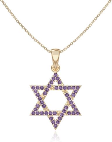 Natural Gemstone Star of David Pendant Necklaces for Women in Silver/18K Yellow/Rose Gold Vermeil, Birthstone Jewelry Gifts for Her Birthday,Anniversary,Graduation,Christmas in Saudi Arabia