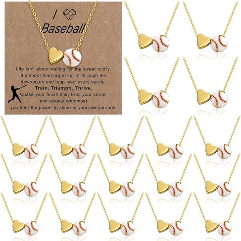 20 Sets Basketball Softball Soccer Baseball Necklace Team Gifts for Women Bulk Pendant Jewelry Sport Necklace with Inspirational Card Dainty Gold Plated for Basketball 2026 Senior Night in Saudi Arabia
