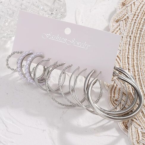 Gold Silver Hoop Earrings for Women Trendy Hoop Earrings Set Fashion Jewelry Gifts in Saudi Arabia