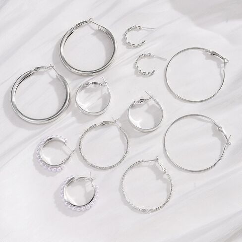 Gold Silver Hoop Earrings for Women Trendy Hoop Earrings Set Fashion Jewelry Gifts in Saudi Arabia