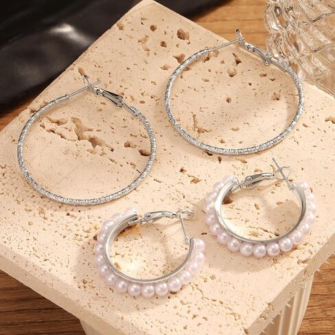 Gold Silver Hoop Earrings for Women Trendy Hoop Earrings Set Fashion Jewelry Gifts in Saudi Arabia