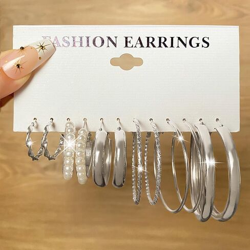 Gold Silver Hoop Earrings for Women Trendy Hoop Earrings Set Fashion Jewelry Gifts in Saudi Arabia