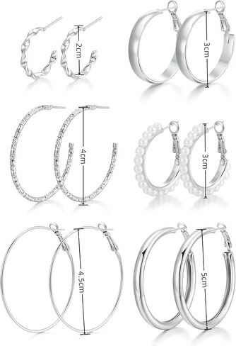 Gold Silver Hoop Earrings for Women Trendy Hoop Earrings Set Fashion Jewelry Gifts in Saudi Arabia