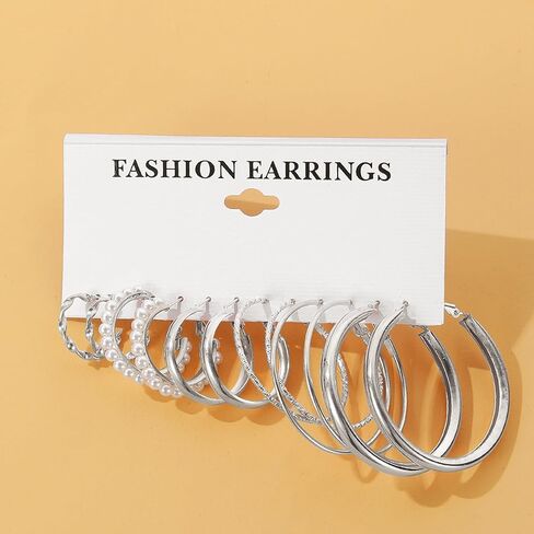 Gold Silver Hoop Earrings for Women Trendy Hoop Earrings Set Fashion Jewelry Gifts in Saudi Arabia
