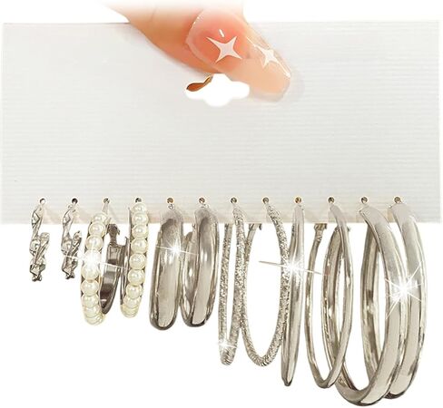 Gold Silver Hoop Earrings for Women Trendy Hoop Earrings Set Fashion Jewelry Gifts in Saudi Arabia