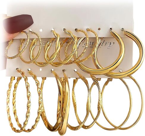 Gold Silver Hoop Earrings for Women Trendy Hoop Earrings Set Fashion Jewelry Gifts in Saudi Arabia