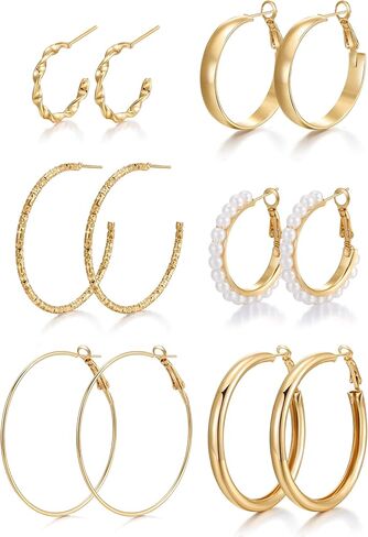 Gold Silver Hoop Earrings for Women Trendy Hoop Earrings Set Fashion Jewelry Gifts in Saudi Arabia